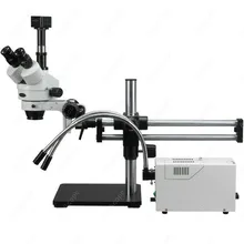 Ball Bearing Stereo Microscope–AmScope Supplies 3.5X-180X Ball Bearing Stereo Microscope w/ Fiber Optic Y- Lights + 9MP Camera