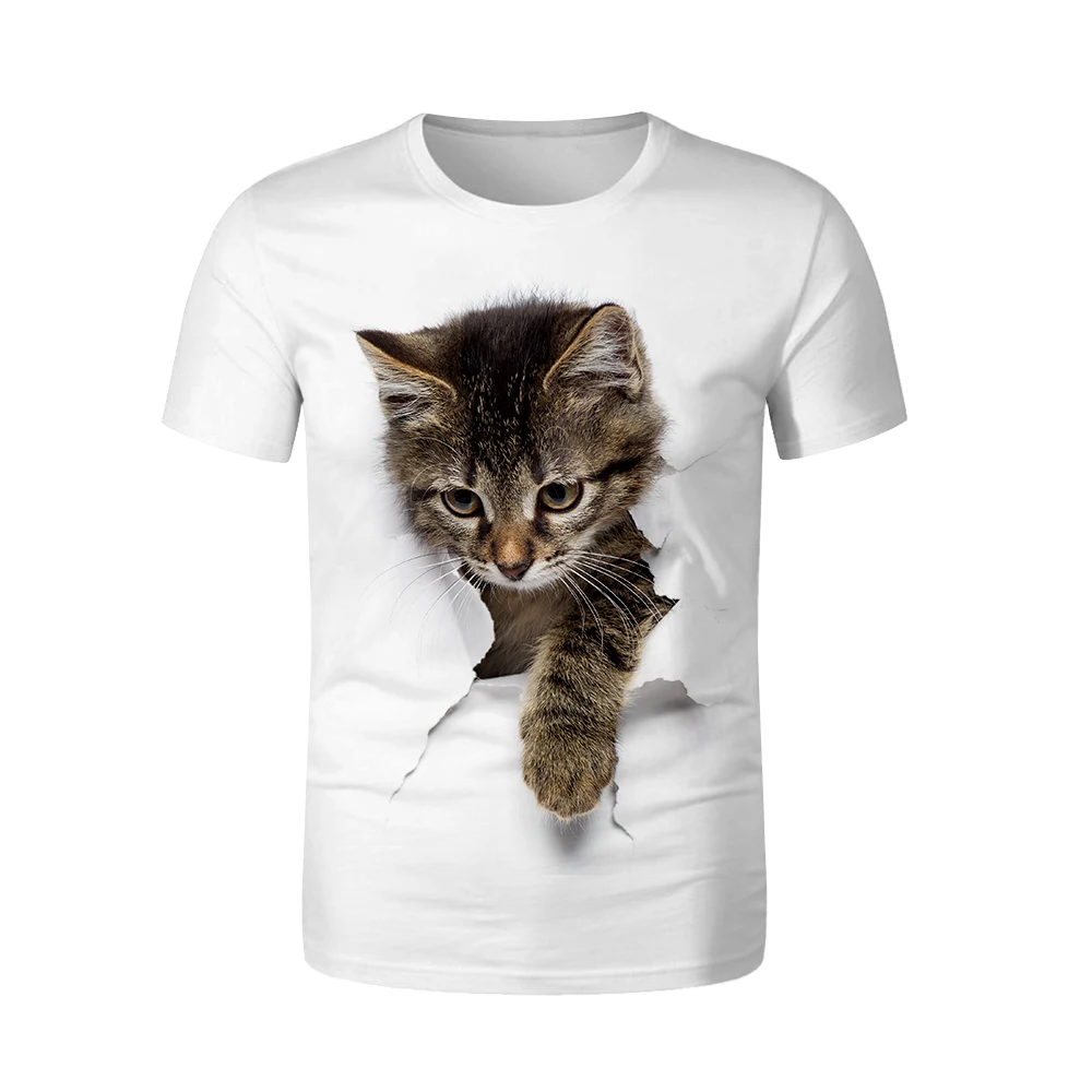 

WAMNI Cat T shirt Summer Hip Hop Novelty Cat Breathable 3D Short Sleeve Tshirt Girl Streetwear Funny Top camiseta masculina