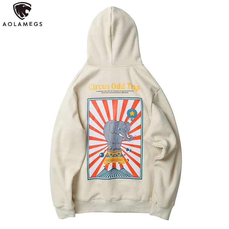 

Aolamegs Hoodies Men Cute Pictures Printed Printed Hooded Harajuku Pullover Casual Long Sleeve Fleece Men High Street Streetwear