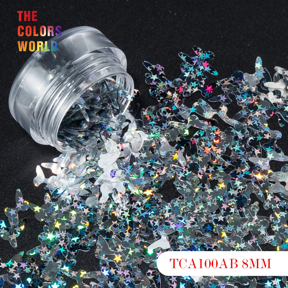 

TCA100AB Holographic Silver Star Photocopy in Minnie Shape Nail Glitter for Nail Art Decoration Makeup facepaint DIY Decoration