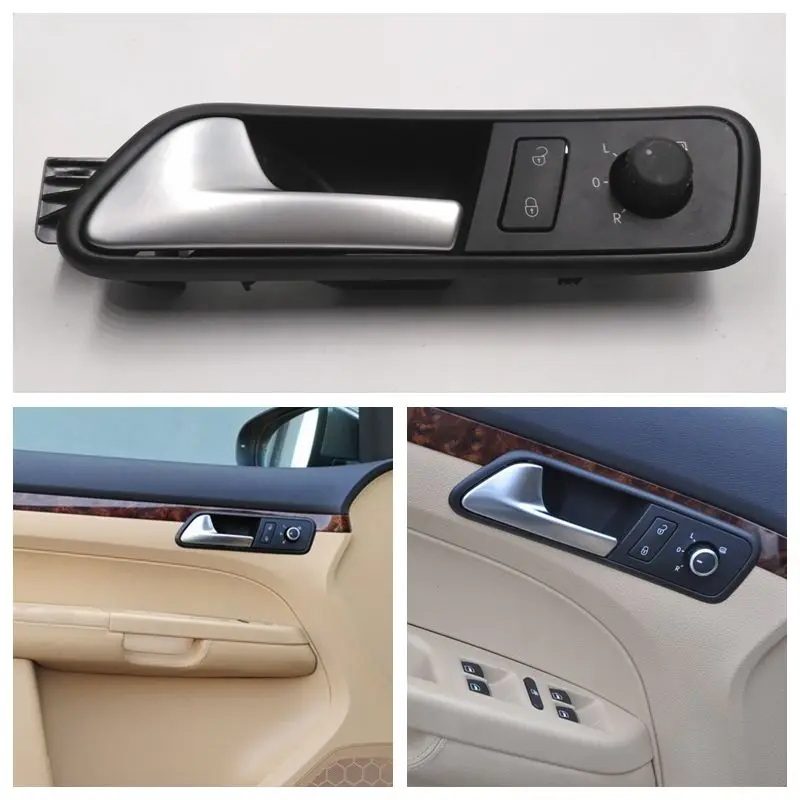 Cafoucs Car Inside Door Handle with Safety Door Lock Swith and Rearview