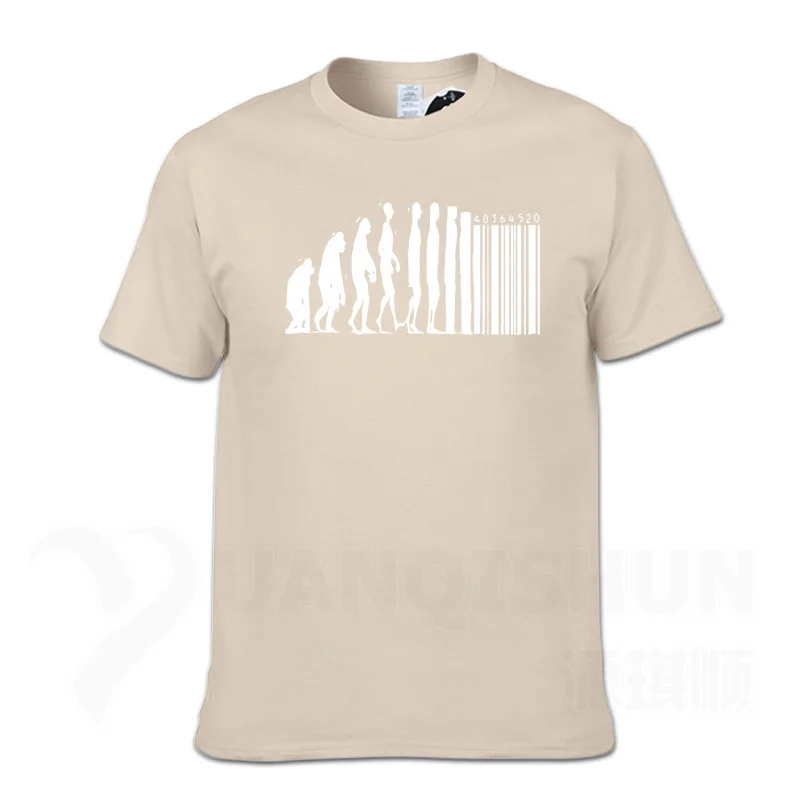 Модные дизайнерские футболки с эволюцией человека, футболка с обезьяной, обезьяной, штрих-кодом, капитализмом, анархией, 16 цветов, хлопковые футболки - Цвет: Sand color