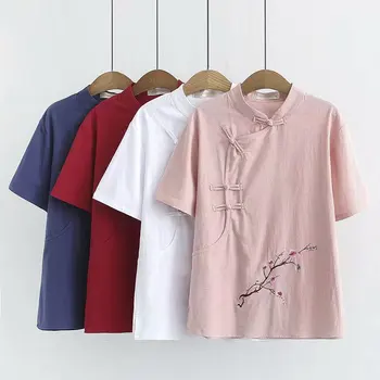

Oversize Plus Size Cotton O-Neck Embroidered T Shirt Women Short Sleeve Tshirt 2019 t-shirt Summer Top