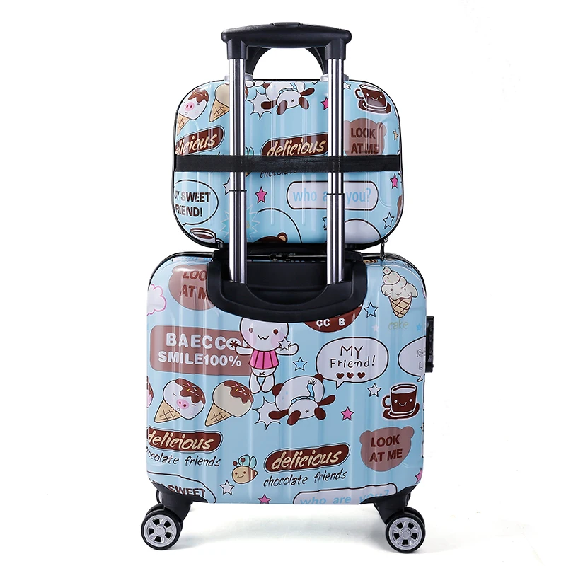Женский Дорожный чемодан, набор чемоданов на колёсиках, 18 дюймов, сумка на колесиках для ноутбука, косметичка, переносная коробка, дорожные сумки