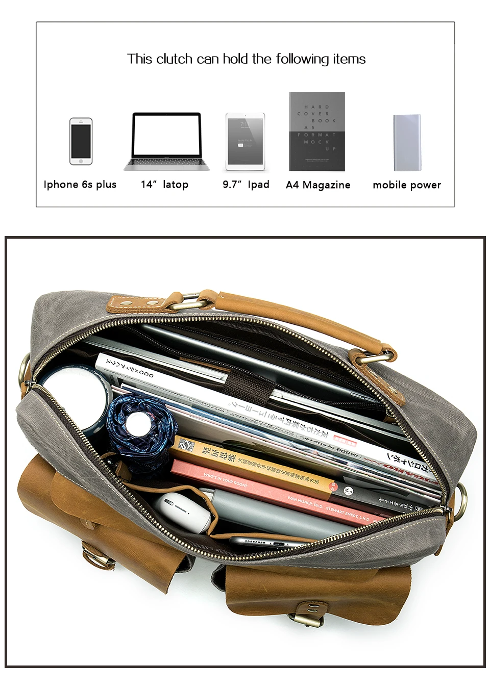 5 canvas men's briefcase bag office laptop bag mens briefcase messenger bags for men business men's 13.3' computer bags