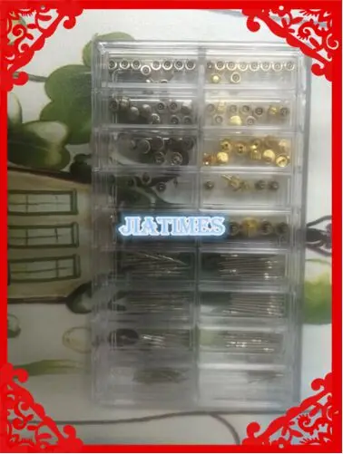 Free Shipping 1Set Gold and Silver Stainless Steel Watch Crowns Watch Stems for Watch Repair