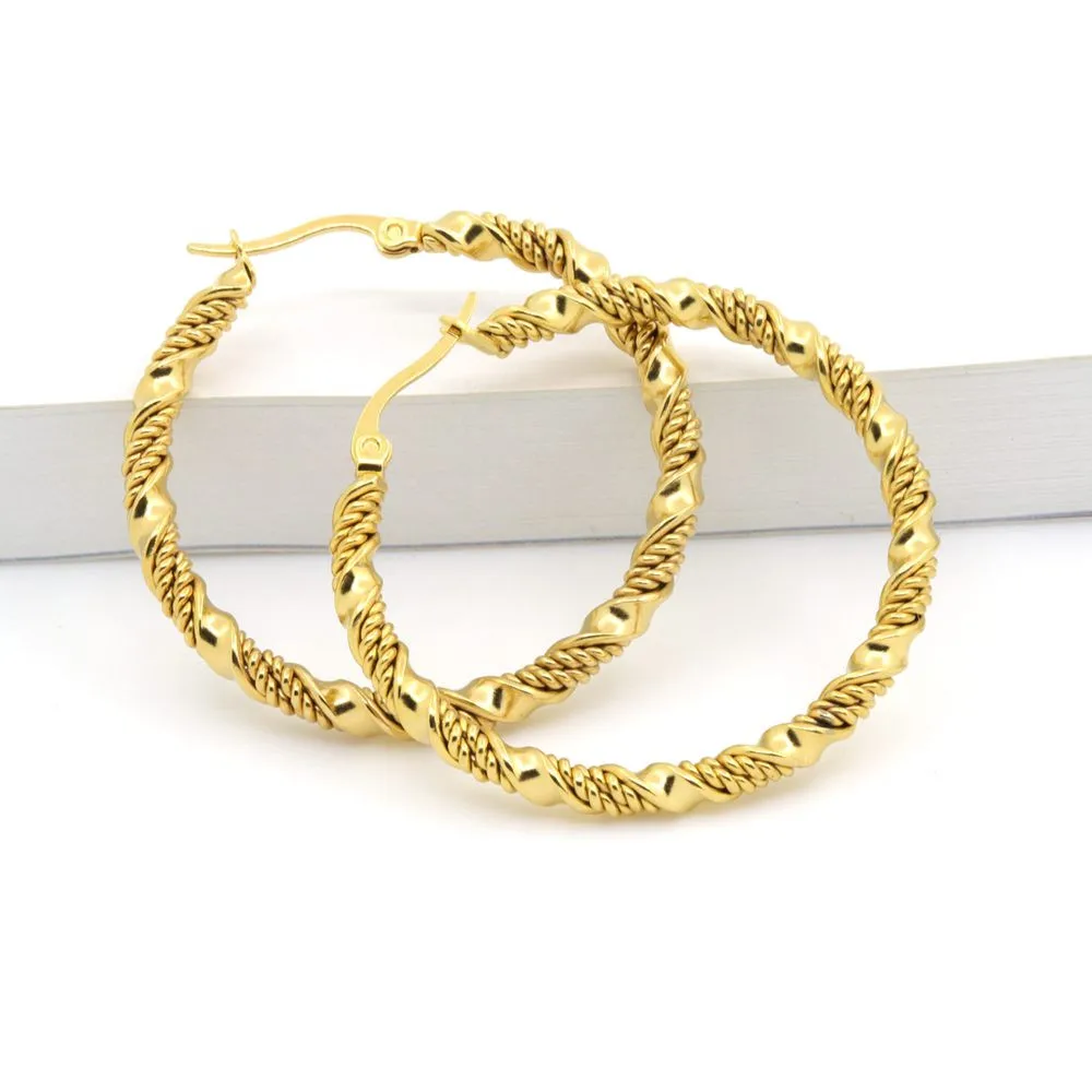 Fashion Jewelry Double Cable Hoop Earrings 3 Size Brand Earrings For Women Gold Color Hoop Earrings Brincos Girls Ladies Europe - Image 4