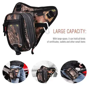 

Motorcycle Leg Bag Waist Pack Belt Waterproof Oxford Motorbike Bag with Carabiner for Riding Travel Hiking