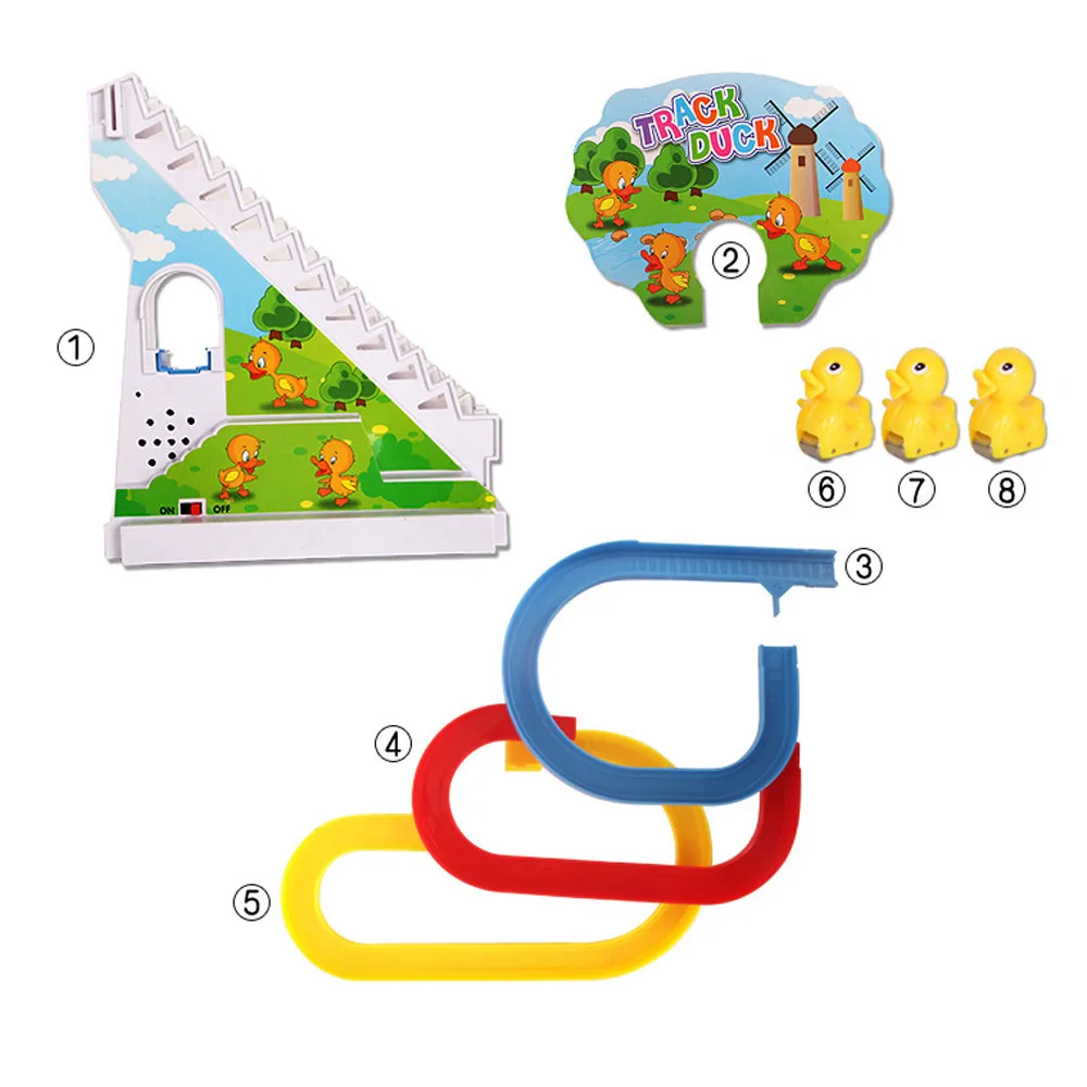 Бегущие блоки желтая утка Электрический светильник музыка аттракцион Электрический подъем лестницы трек игрушки для детей brinquedos 15