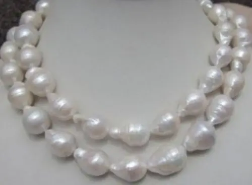 

HUGE 12-18MM NATURAL AAA SOUTH SEA WHITE BAROQUE PEARL NECKLACE 33 INCH^^^@^Noble style Natural Fine jewe SHIPPING (C0309)