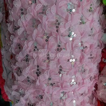 

2017new High Quality pink flower tulle Embroidered Net Lace African French Lace Fabric Nigerian French Net Lace