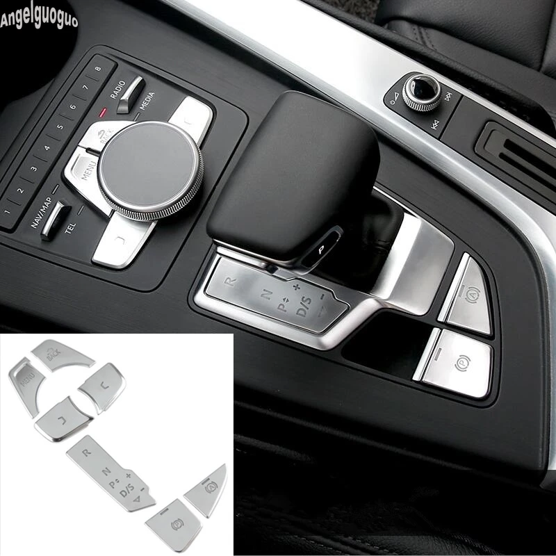 ABS chrome For AUDI A5 A4L 2017-2019 Car center console gear shift button multimedia knob cover decoration sticker car-styling