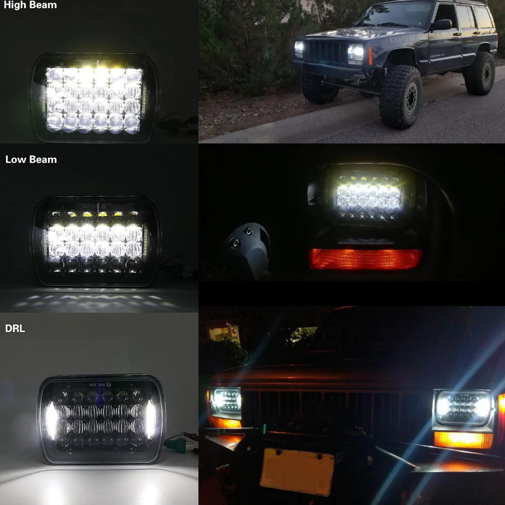 Пара квадратных 5X7 7X6 Водонепроницаемый светодиодный фары для Jeep Wrangler YJ Cherokee XJ H6014