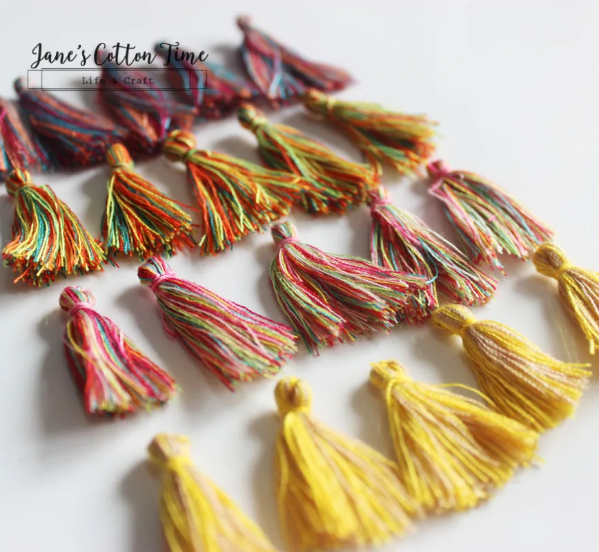 Best 100pcs bag mixed color cord tessel 2.5cm long cotton tessel multi color laciness for Handmade materials accesory