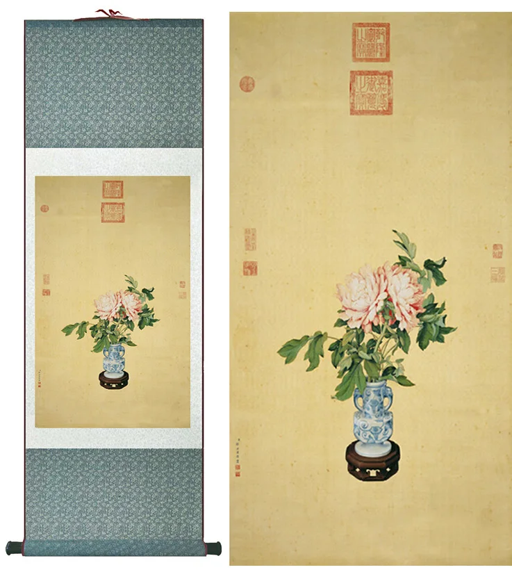 

flower painting silk scroll painting traditional flower painting Chinese flower picture In wash paintingPrinted painting