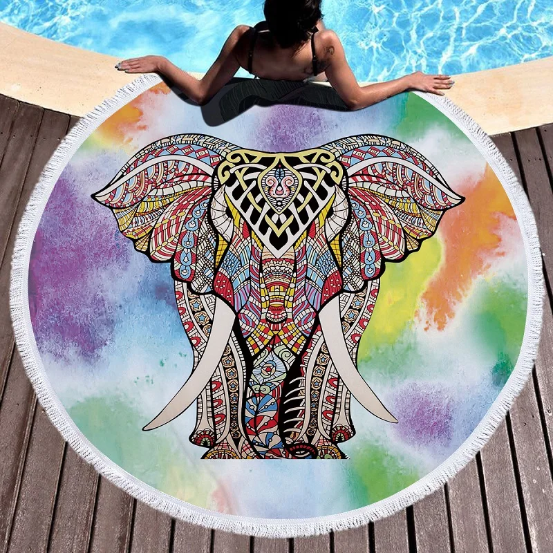Indian Bohemian Tapestry Mandala Beach Throw Towel Round Yoga Mat Picnic Blanket