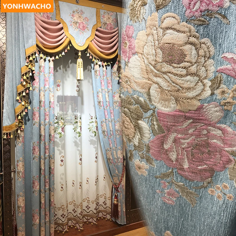Custom Curtains Palace Luxury Noble Bedroom European Chenille Thick Jacquard Cloth Blackout