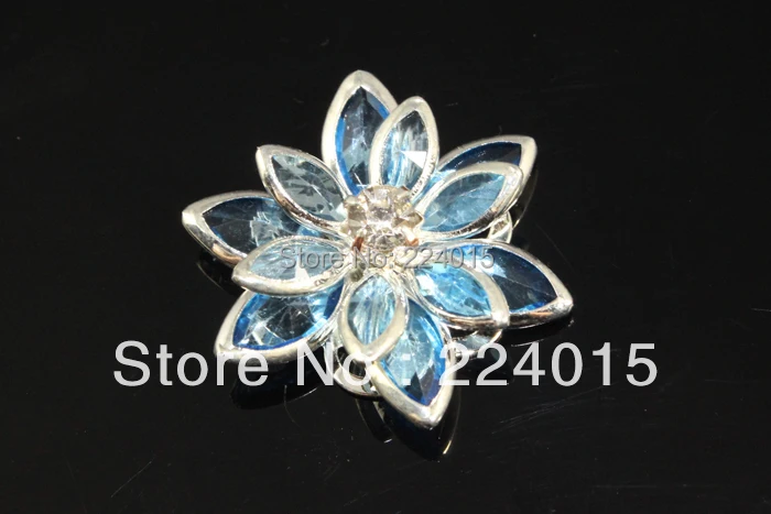 20PCs 24mm Ligth Blue Silver Plated Flower Rhinestone Garment Accessories Embellishment Findings /Connector Fit Jewelry DIY | Украшения и