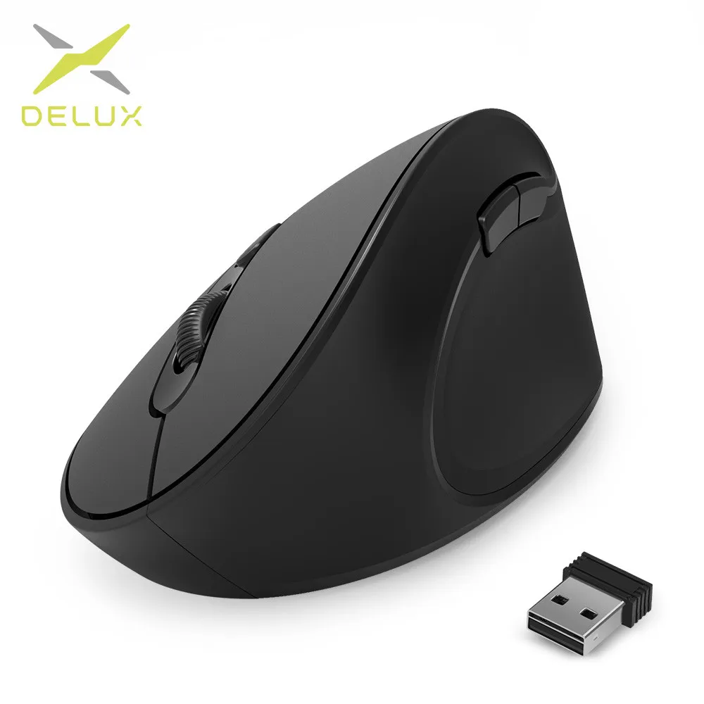 Delux M618SE 2,4G, беспроводная мышь, эргономичная Вертикальная игровая мышь, 6 кнопок, 1600 dpi, оптическая офисная компьютерная мышь для ПК, ноутбука - Цвет: M618SE black