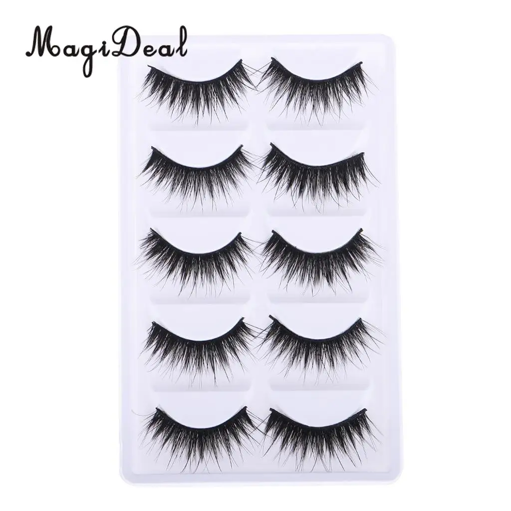 MagiDeal High Simulation 5Pairs Black Plastic Fake Eyelashes for 12 Inch Doll Make Up DIY Making & Repair Acc Children Girls Toy
