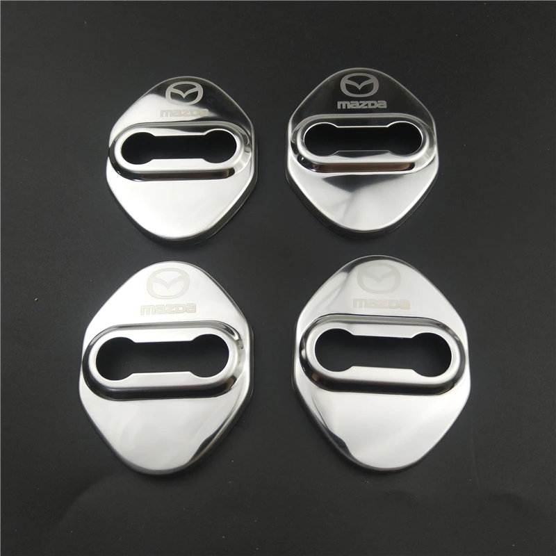 

4pcs/set Stainless Steel Door Lock protective Cover case for MAZDA protect accessories car styling