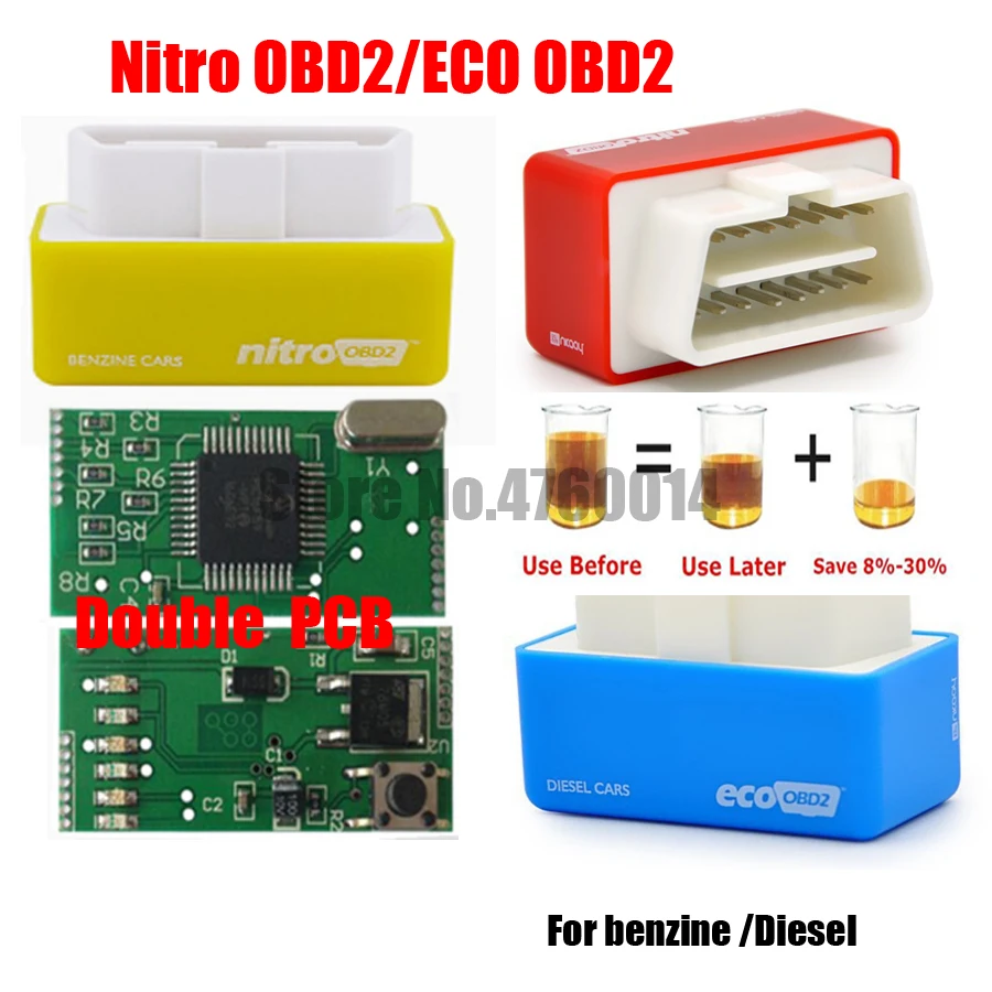 

Nitro OBD2 EcoOBD2 ECU Chip Tuning Box Plug & Driver For Benzine Diesel Car 15% Fuel Save OBD II Protocol NitroOBD2 Eco OBD2