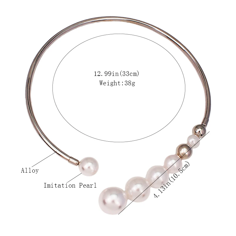 Ожерелье-чокер с искусственным жемчугом для женщин, модное металлическое массивное ожерелье-воротник, аксессуары, ювелирные изделия UKMOC