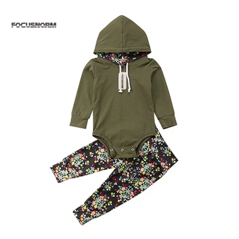 

2Pcs Brand New Kids Baby Girl Boy Hooded Tops Pocket Romper Sweatshirt+Floral Pants Hoodie Floral Outerwear Outfit Sets 0-24M