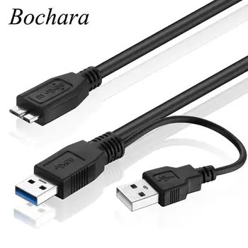

Bochara Micro USB 3.0 With USB Power Supply Data Cable Male To Male Super Speed Y Splitter 2 in1 Data Cable For HDD 60cm 100cm