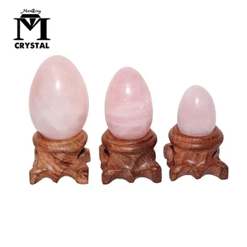 

Natural Rose crystal Egg set Massage Quartz stone Undrill&Wooden base Mineral Ball Kegel Exercise Pelvic Floor Muscle Vaginal