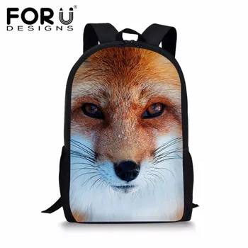 

FORUDESIGNS Red Fox Printing School Bags for Teenager Girls Boys Cute Schoolbag Students Book Bags Kids Functional School Bags