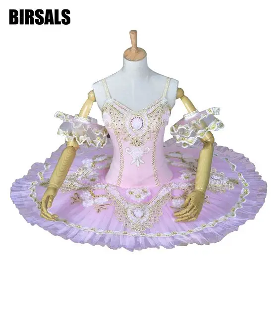 Professional Ballet Tutu Sugar Plum Pink Gold Women Girl Stage Peroformance Ballet Tutu Ballerina Dance Tutu 8955A