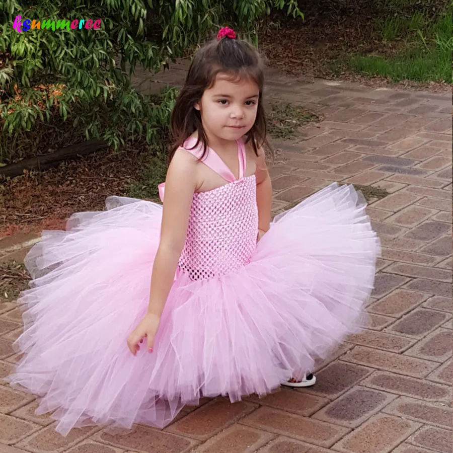 New Baby Girl Pink Tutu Dress Children Princess Party Style Tulle Dress