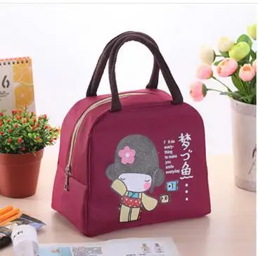 New Cute Girl Lunch Bag Large Package Thicker Thermal Insulation Bag Lunch Box Waterproof Oxford Children Food Lunch Picnic Bag