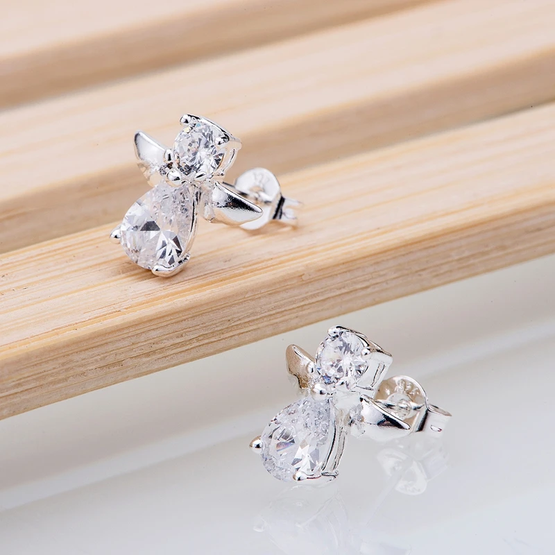 

angelic shining lovely pure silver plated earrings 925 jewelry for women silver earrings ZLUXCVWH