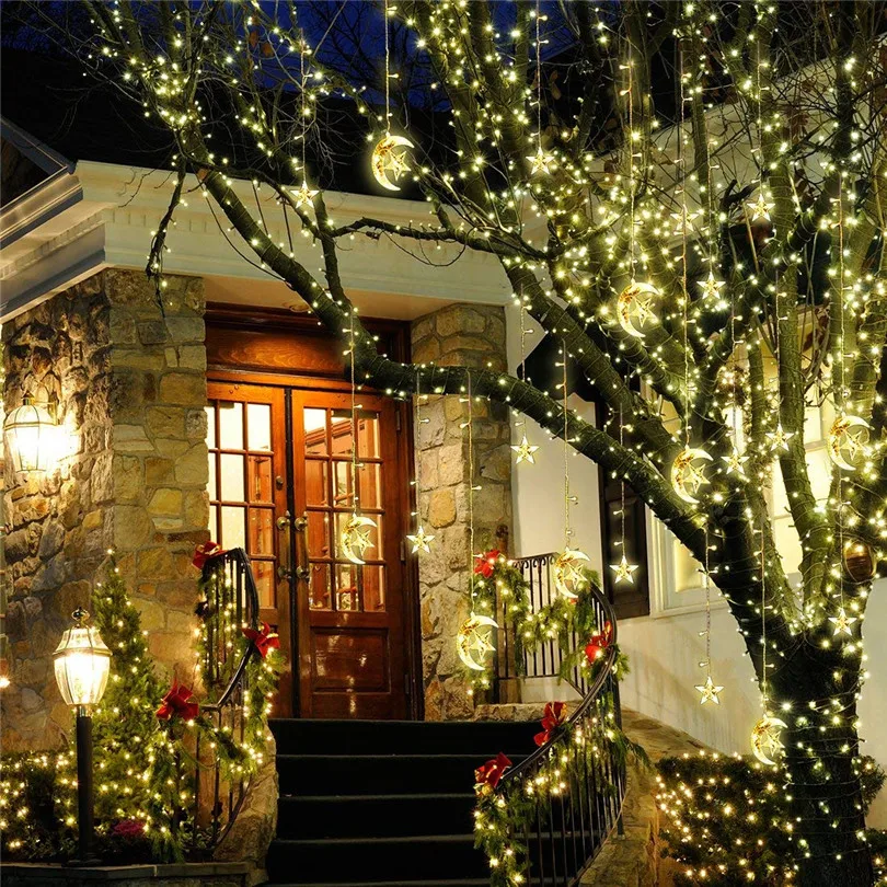 138Leds Moon Star String Lights Christmas Lights Outdoor Indoor LED Lamp Lights Decoration Holiday Lighting Party Wedding Party 138Leds Moon Star String Lights Christmas Lights Outdoor Indoor LED Lamp Lights Decoration Holiday Lighting Party Wedding Party
