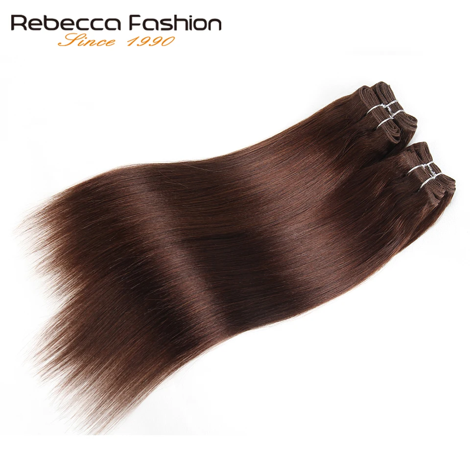 Rebecca-Tissage de cheveux brésiliens naturels lisses, lot de 4 mèches de 190 g/paquet, 6 couleurs #1 # 1B #2 #4 # 99J # bordeaux, noir brun rouge