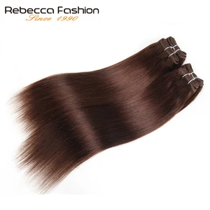 Rebecca-4 mechones de cabello humano brasileño liso, 6 colores, negro, marrón, rojo, #1, # 1B, #2, #4, # 99J, Borgoña, 190 g/paquete