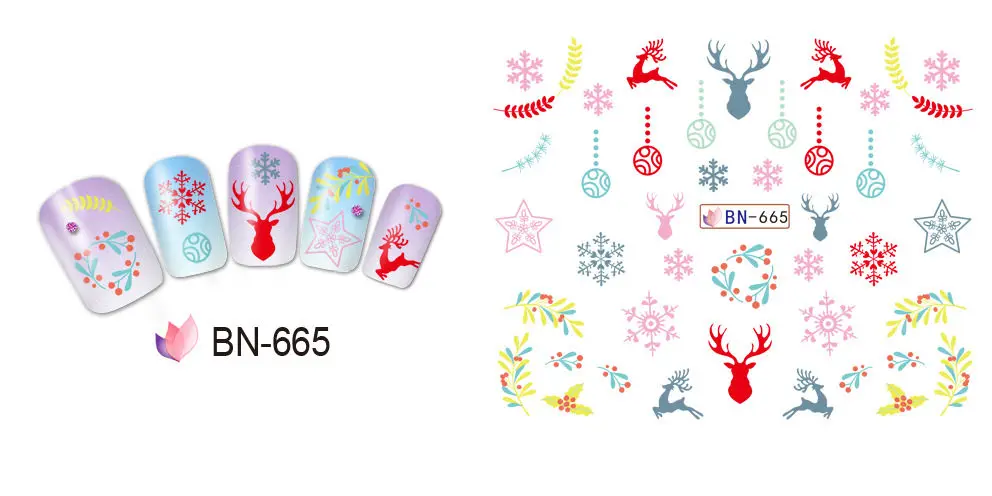 Рождественская тема снежинки водные наклейки Рождественский снеговик дизайн ногтей наклейки-слайдеры колокол дерево Лось переводные наклейки татуировки