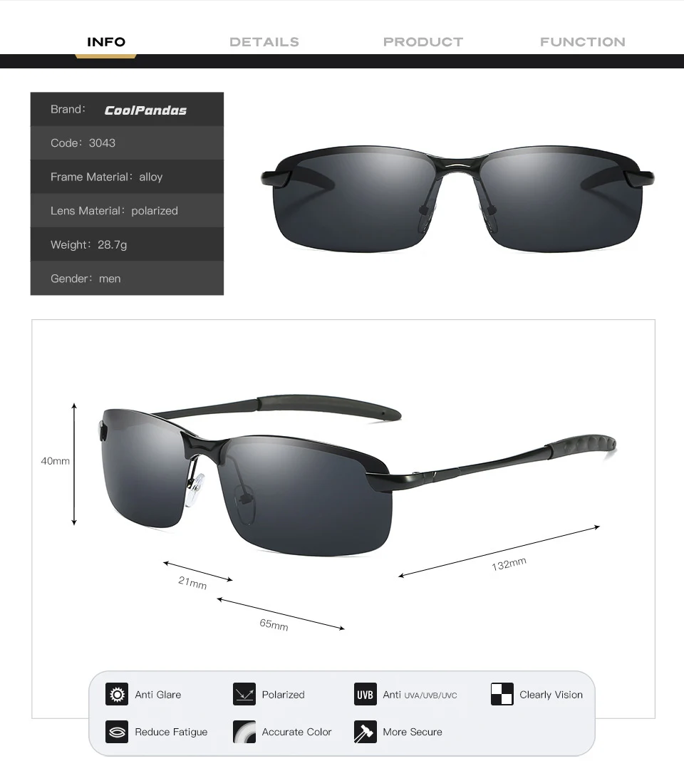 CoolPandas с антибликовым покрытием HD поляризованные мужские солнцезащитные очки, брендовые дизайнерские металлические солнцезащитные очки для вождения, женские солнцезащитные очки Oculos De Sol Masculino Ray