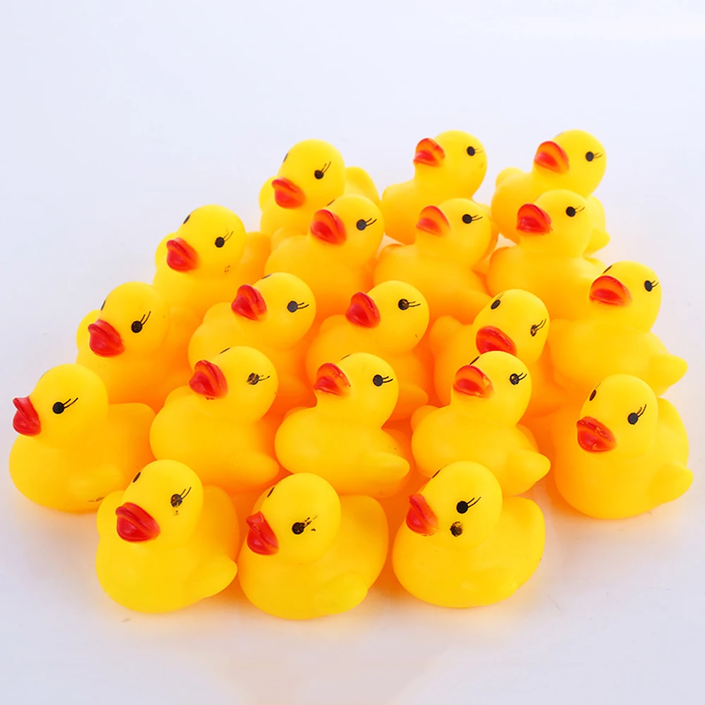 100 шт./лот писклявый резиновый утенок Duckie Игрушки для ванны детский душ водные игрушки для детей подарок на день рождения