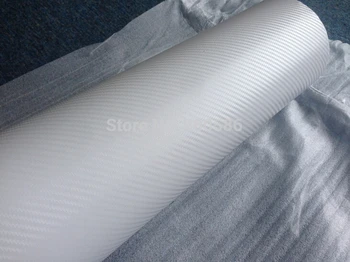 

White Carbon Fiber Vinyl Sticker White 3D Carbon Fiber Vinyl Wrap Air Free Bubble Free Ship Size 1.52*30m/Roll