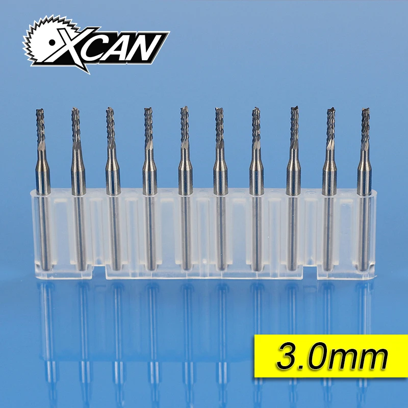 

10 Pieces Top Diameter 3.0mm Shank Diameter 1/8" Inch Micro PCB Corn Milling Cutter