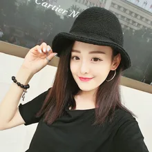 Вязание Волан Панама с полями пустой сплошной сложенный солнцезащитный дышащий ведро шляпы высокого качества Женская тонкая Рыбацкая шляпа