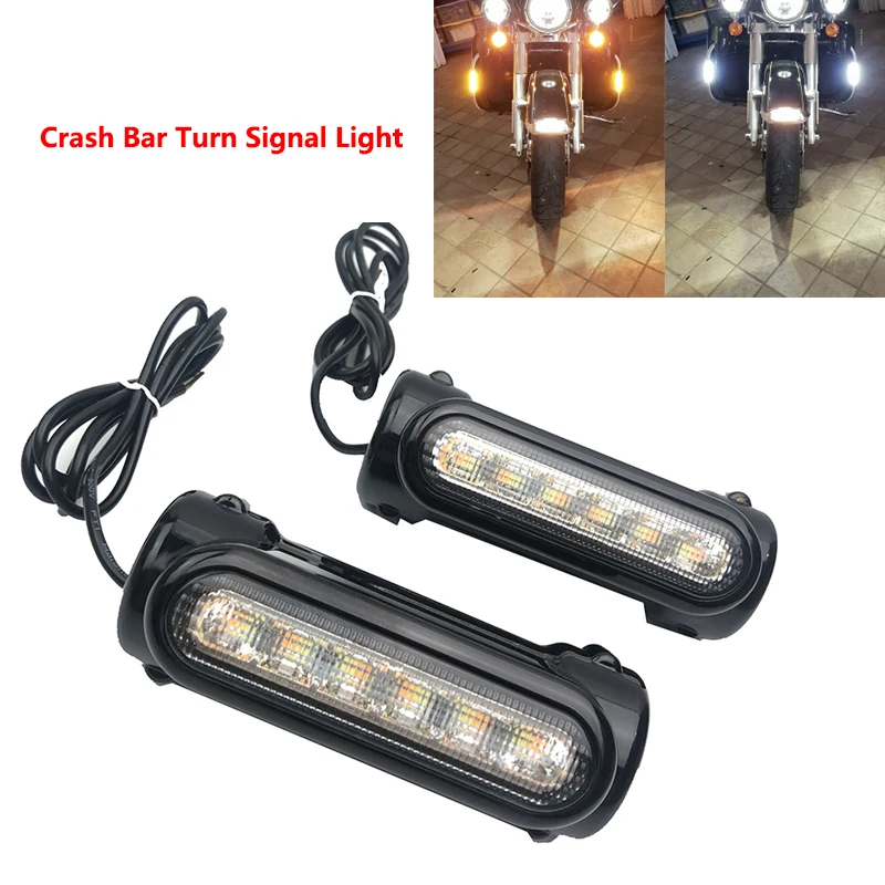 

For Crash Bars Harley Motorcycle Touring Bikes Motorcycle Highway Bar Switchback Driving Light White turn Amber