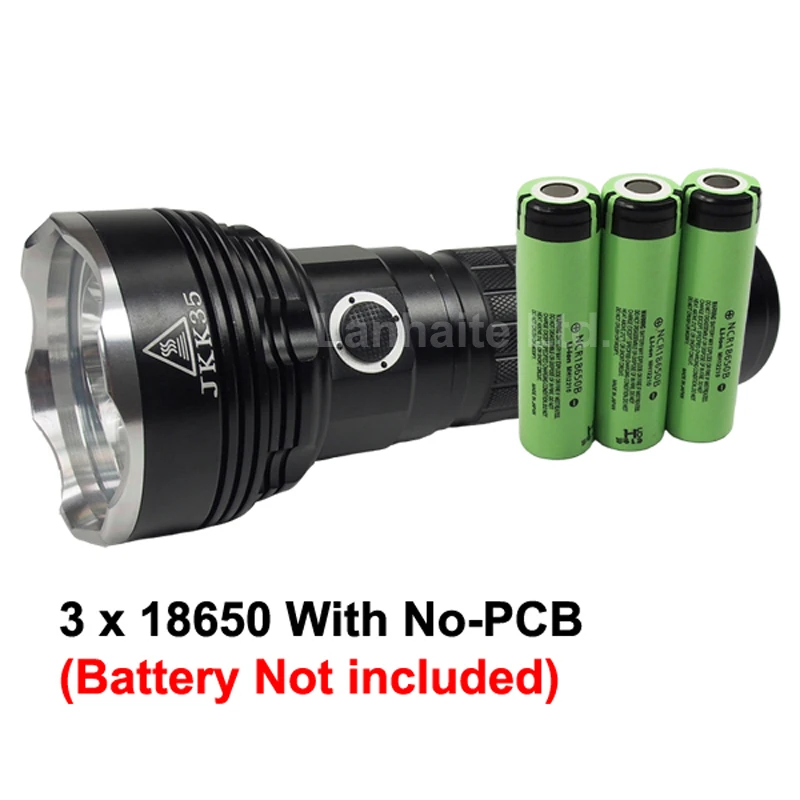 JKK35 Источник света: 3 светодиода Cree XM-L2 U3 светодиодный 5-режим 3000 люмен светодиодный фонарик с двумя USB портами, Портативный Зарядное устройство-черный(3x18650