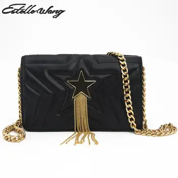 

Estelle Wang Metal Tassel Flap Shoulder Bag Lady Women Chains Small Crossbody Bags Small Pentagram Handbag Women's Messenger Bag