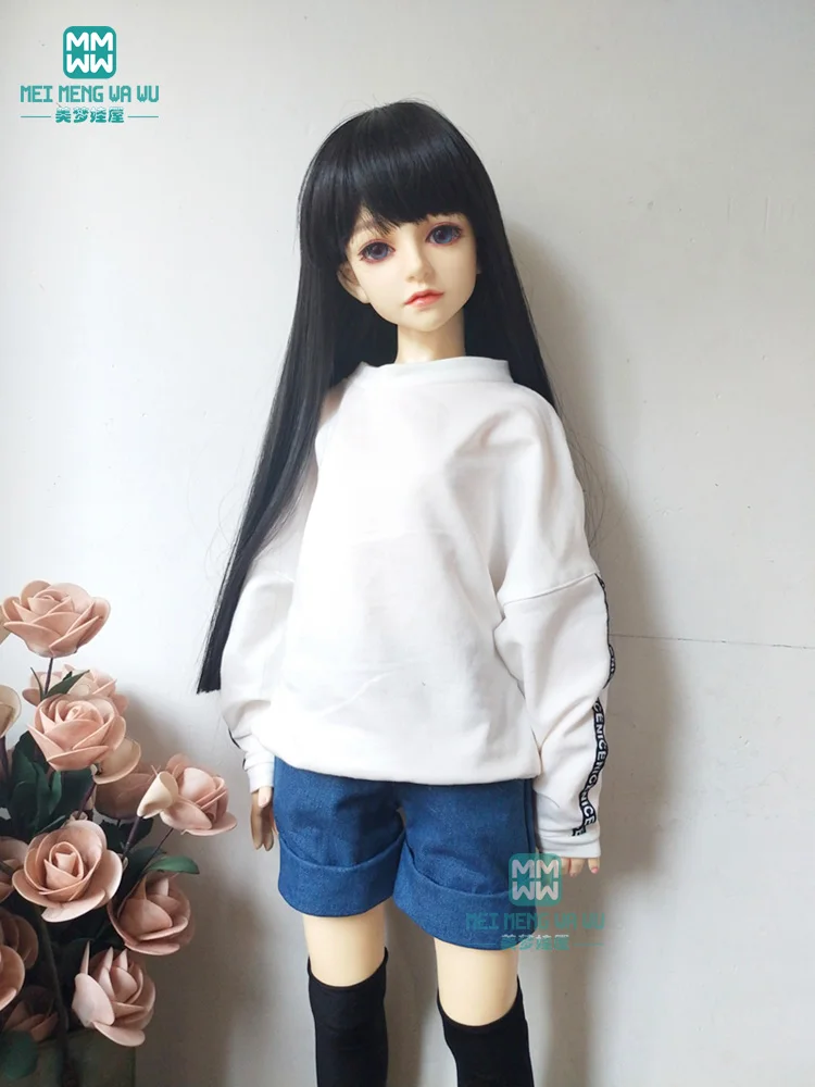 BJD Одежда для куклы подходит 60 см 1/3 BJD SD DD кукла модная Толстовка и джинсовые шорты белый красный черный синий