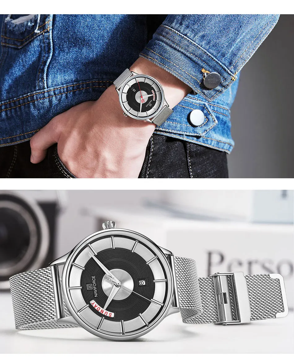 Mens Watches NAVIFORCE Watch Men Top Brand Luxury Quartz Clock Male Fashion Steel Mesh Belt WristWatch Relogio Masculino