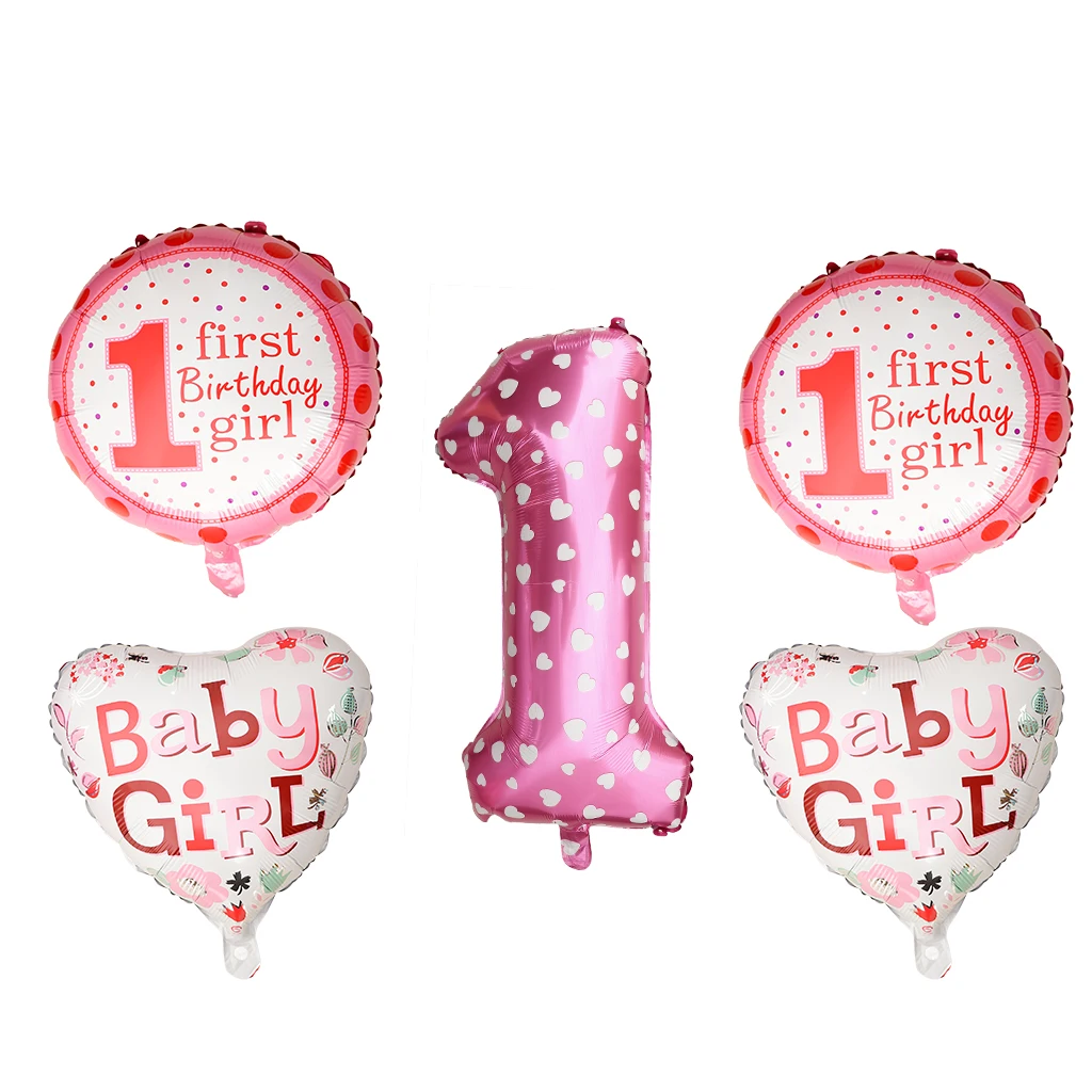 5pcs/set Cute Foil Balloons Baby Shower 1st Birthday Wedding Party Decor Blue Boy Festive & Party Supplies